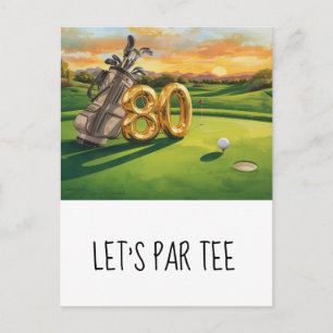 Golf 80th Birthday Party Let's par tee Postcard