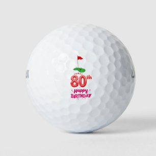 Golf 80th Birthday to You with Golf Flag  Balls