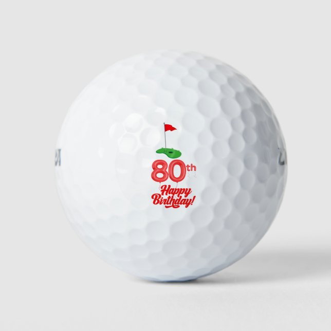 Golf 80th Birthday  to You with Golf Flag  Golf Balls (Front)