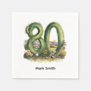 Golf 80th Birthday with golf ball Arizona golfer Napkin