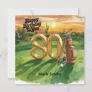 Golf 80th Birthday with golf ball for golfer Card