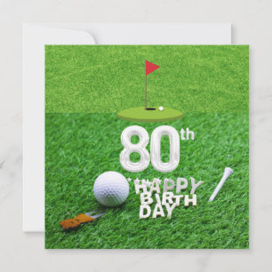 Golf 80th Birthday with golf ball for golfer Card