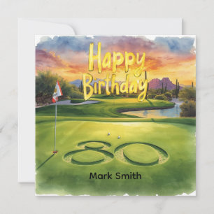 Golf 80th Birthday with golf ball for golfer Card