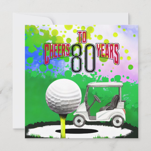 Golf 80th Birthday with golf ball for golfer Card (Front)