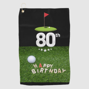 Golf  80th eighty years old golfer birthday towel