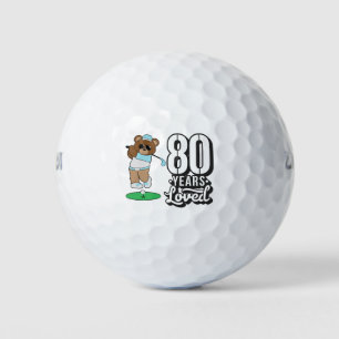 Golf 80th year eighty birthday teddy bear golf balls