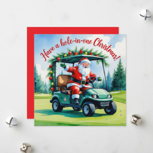 Golf a Hole-in-One Christmas! with Santa claus Holiday Card