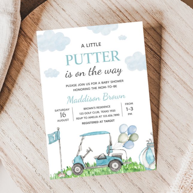 Golf A Little Putter Baby Shower Invitation (A Little Putter Golf Baby Shower Invitation)