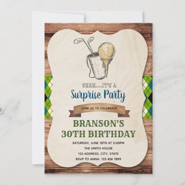 Golf adult party invitation (Front)