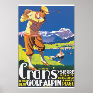 Golf Alpin Vintage Travel Poster