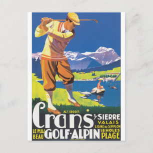Golf Alpin Vintage Travel Poster Postcard