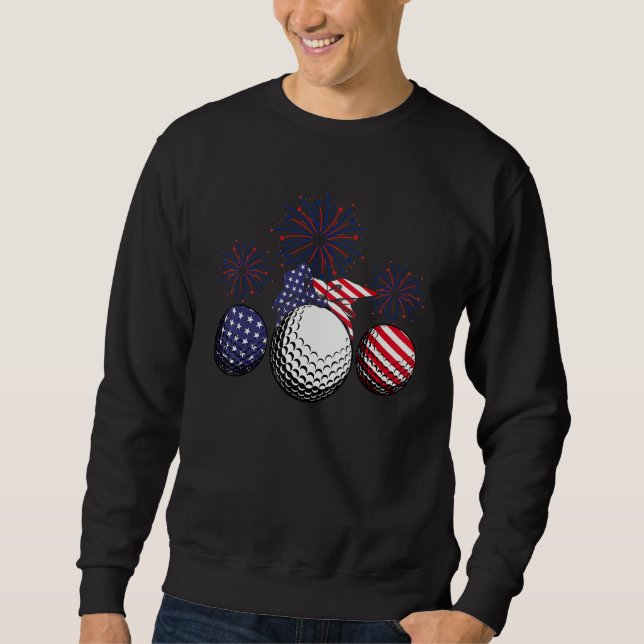 Golf American Flag Firework Patriotic 4th Of July Sweatshirt (Front)