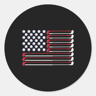 Golf American Flag Golf Player Lover Golfing Golfe Classic Round Sticker