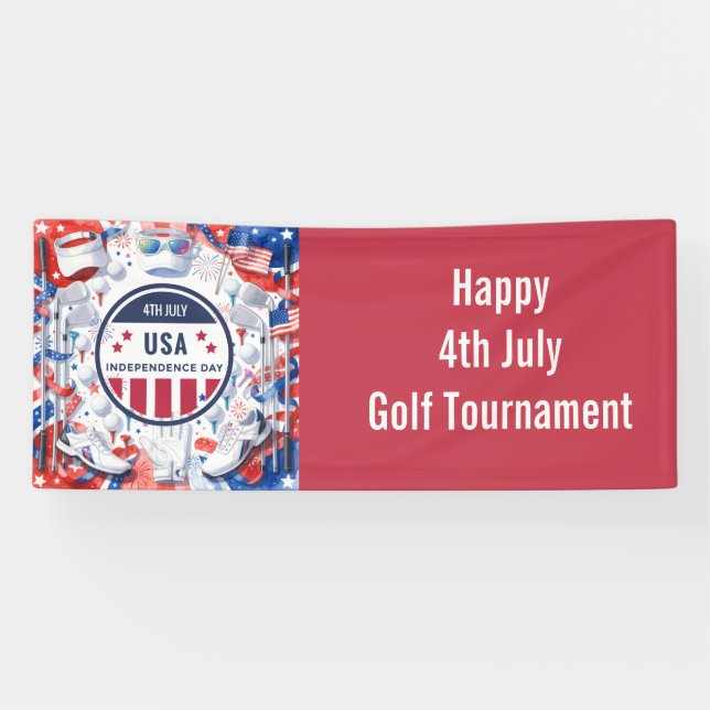 Golf American Themed 4th July Independence Banner (Horizontal)