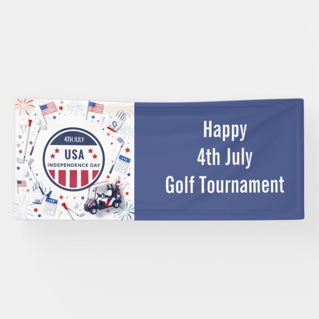 Golf American Themed 4th July Independence Banner (Horizontal)