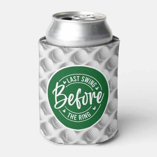 Golf and Beer Funny Saying for Bachelor Wedding  Can Cooler (Can Front)