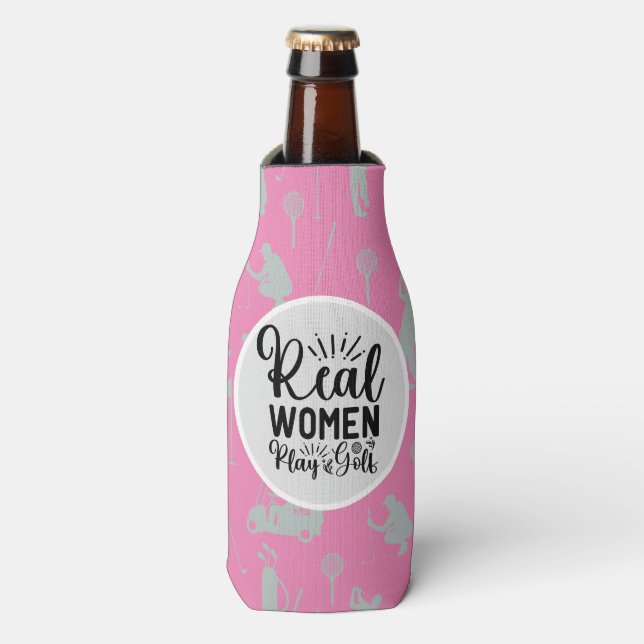 Golf and Beer Funny Saying for woman  play golf  Bottle Cooler (Bottle Front)