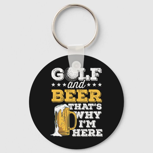 Golf And Beer Joke Dad Funny Father's Day Drinking Key Ring (Front)