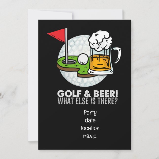 Golf and Beer Party for golfer Invitation (Front)