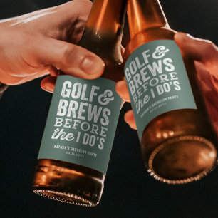 Golf and brews before I do's green bachelor party Beer Bottle Label