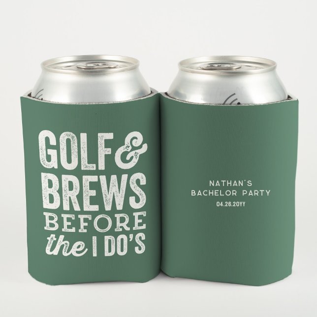 Golf and brews before I do's green bachelor party Can Cooler (Creator Uploaded)