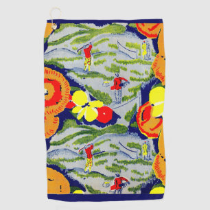 golf and flowers towel
