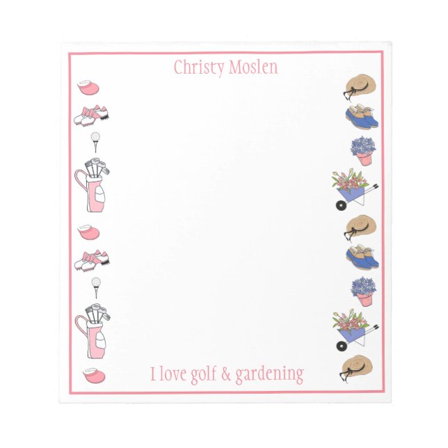Golf and Gardening Personalised Notepad (Front)