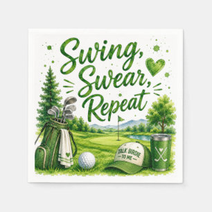 Golf and Giggles Funny Golf Watercolor Napkin