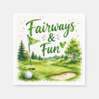 Golf and Giggles Funny Golf Watercolor Napkin
