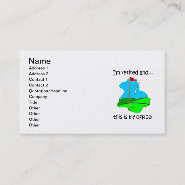 golf and retirement business card (Front)