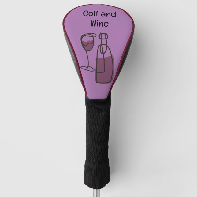 Golf and wine for golfer  golf head cover (Front)