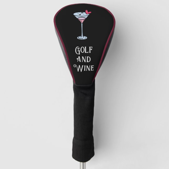 Golf and wine for golfer  golf head cover (Front)
