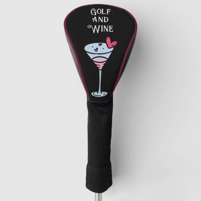 Golf and wine for golfer  golf head cover (Front)