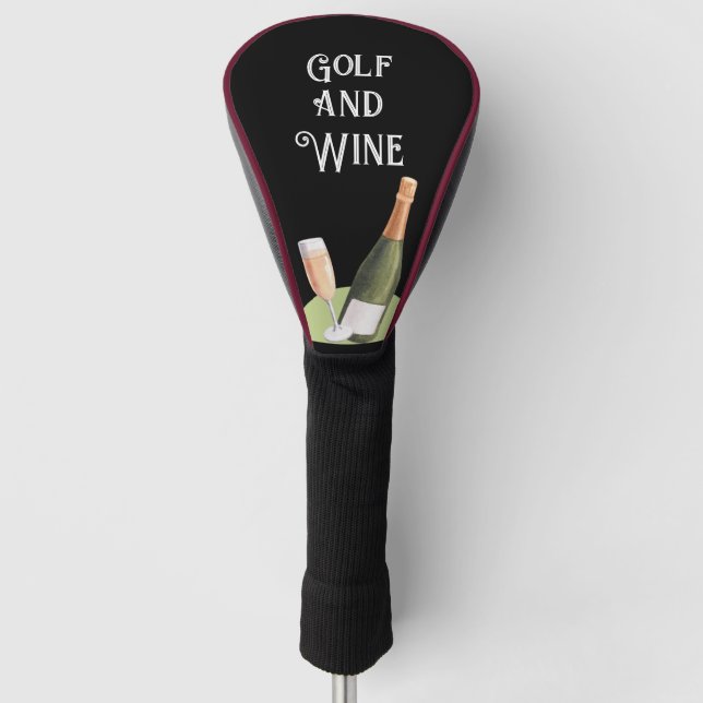 Golf and wine for golfer  golf head cover (Front)