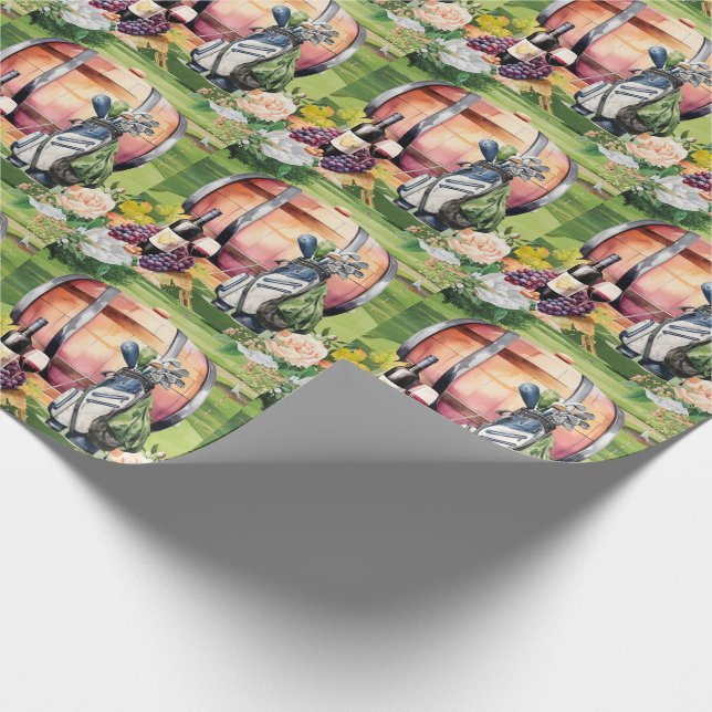 Golf and wine for golfer on golf course wrapping paper (Corner)