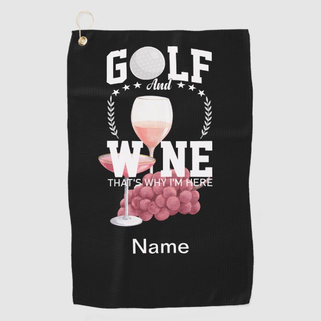Golf and wine for golfer   towel (Front)