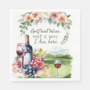 Golf and wine party for golfer  napkin