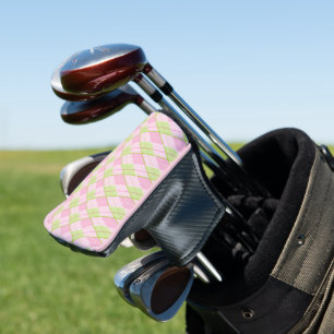 Golf Argyle pattern pink ladies golf Head Cover
