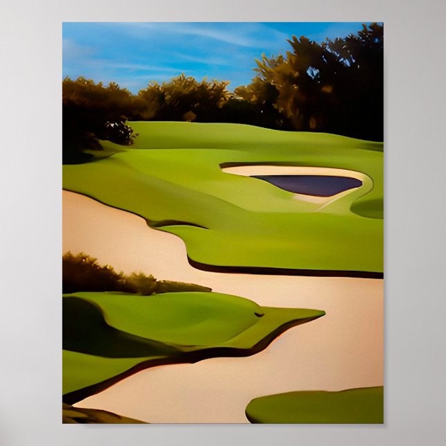 Golf art for the golfer painting of golf course poster (Front)