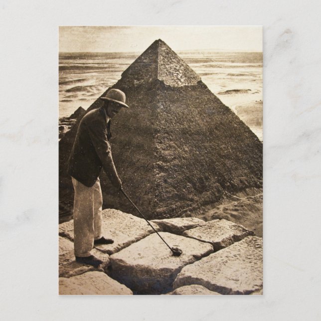 Golf at the Pyramid Sepia Toned Postcard (Front)
