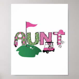 Golf Aunt Hole In One Golf 1st Birthday Party Poster