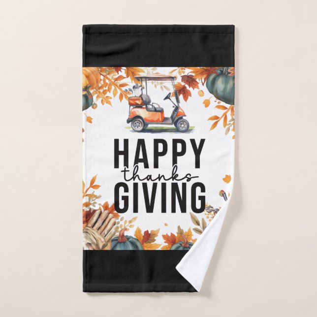 Golf Autumn themed golf course for golfer  Hand Towel (Hand Towel)