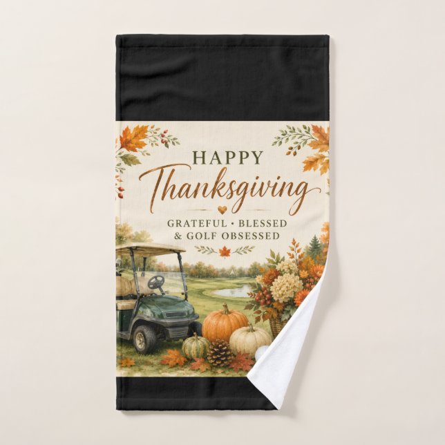 Golf Autumn themed golf course for golfer  Hand Towel (Hand Towel)