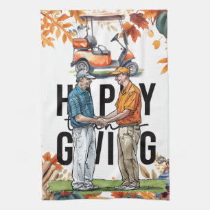 Golf Autumn themed golf course for golfer Tea Towel
