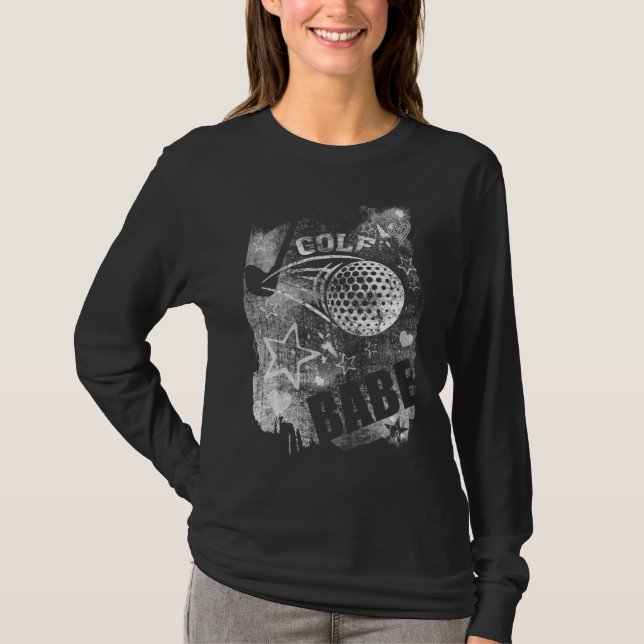 Golf Babe, Black Grunge Golf T-Shirt (Front)