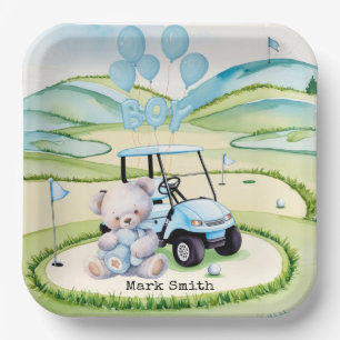 Golf Baby Boy Blue Themed Paper Plate