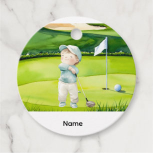 Golf Baby Boy in Blue short golfing Favour Tags