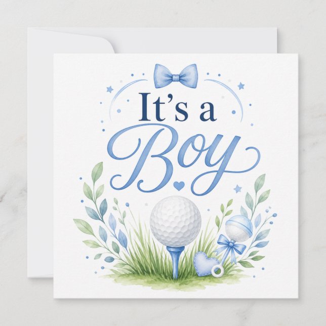 Golf Baby Boy themed Card  (Front)