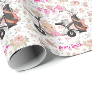 Golf Baby Girl for Baby Shower on pink Wrapping Paper