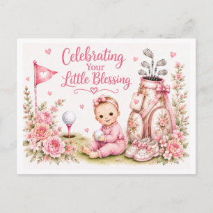 Golf Baby Girl in Pink themed for Golfer Postcard